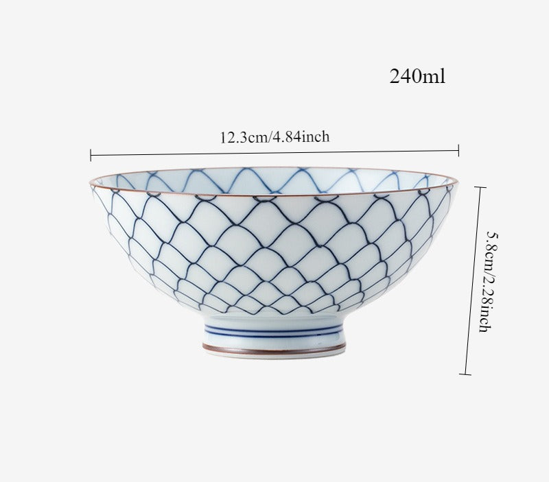 Gohobi Japanese Ancient Dyed Blue Rice Bowl – Minoya Porcelain Tableware [Made in Japan]