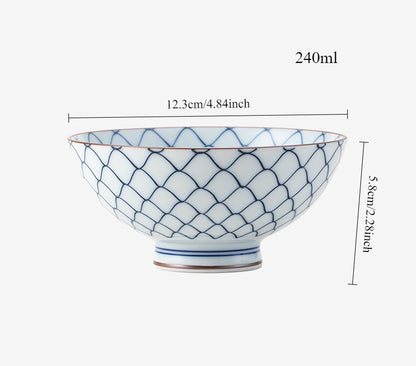 Gohobi Japanese Ancient Dyed Blue Rice Bowl – Minoya Porcelain Tableware [Made in Japan]