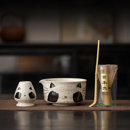 Gohobi Ceramic Matcha Set 045 Panda and Cat