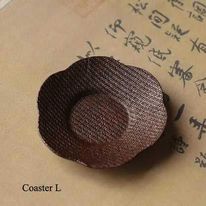Gohobi Handmade Bamboo Cup Coasters Placemats – Rattan Tea Coaster Heat Insulation Pad