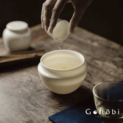Gohobi Jade Porcelain Tea Wash Bowl – Ceramic Tea Rinse Basin for Gongfu Tea