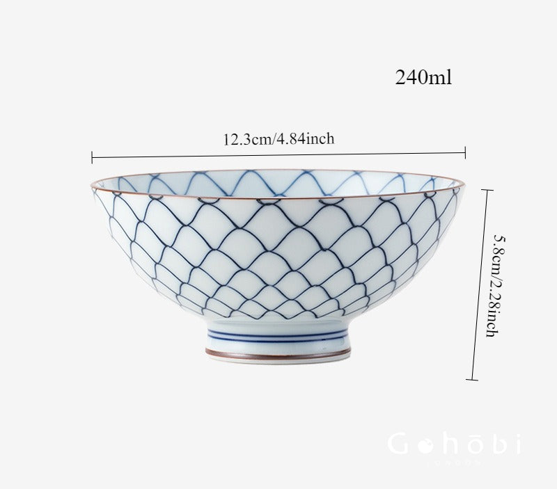 Gohobi Japanese Ancient Dyed Blue Rice Bowl – Minoya Porcelain Tableware [Made in Japan]