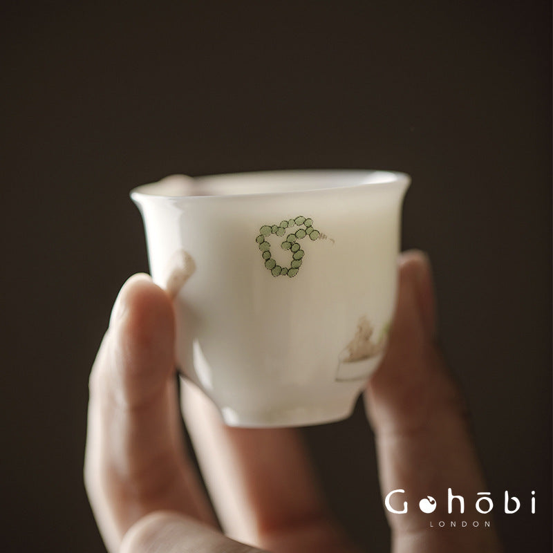 Gohobi Sweet White Porcelain Teacup – Handmade Thin Porcelain Gongfu Master Cup