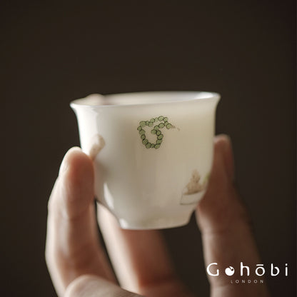 Gohobi Sweet White Porcelain Teacup – Handmade Thin Porcelain Gongfu Master Cup