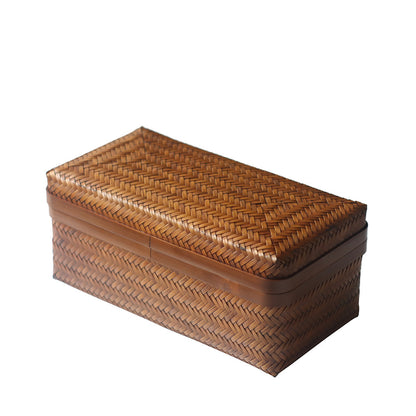 Gohobi Handmade Lacquer Bamboo Woven Storage Box – Large Tea Ceremony Utensil & Jewellery Storage Box