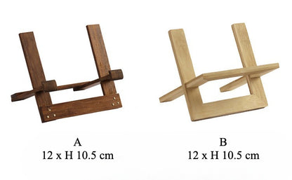 Gohobi Bamboo Pu'er Tea Cake Display Stand – Triangular Easel Shelf for Tea Ceremony Display