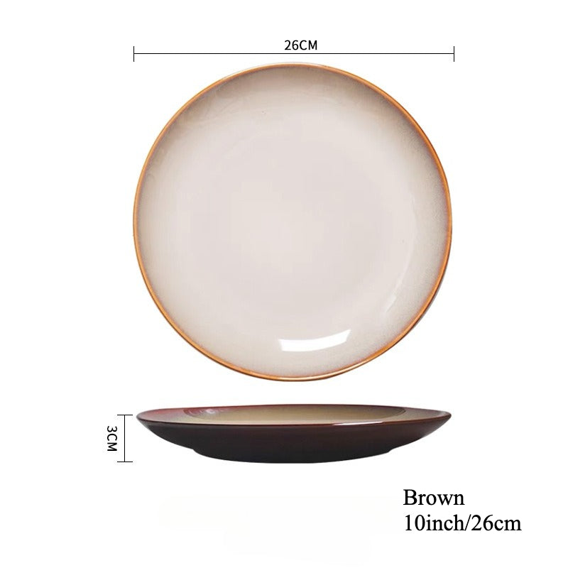 Gohobi Kiln-Change Ceramic Flat Dining Plate