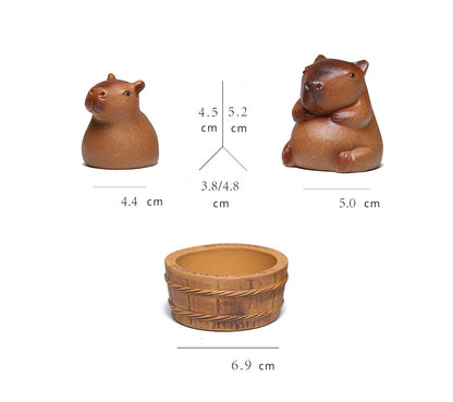 Gohobi Handmade Ceramic YiXing Clay Capybara Ornament Tea pet