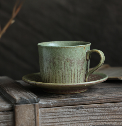 Gohobi Handmade Glaze-changed Japanese Stoneware Coffee Mug and Saucer Set