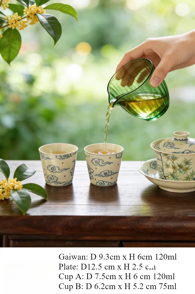 Gohobi Jingdezhen Blue and White Porcelain Gaiwan or Teacup – Hand-Painted Ceramic Tea Ware