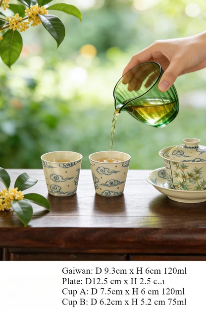 Gohobi Jingdezhen Blue and White Porcelain Gaiwan or Teacup – Hand-Painted Ceramic Tea Ware