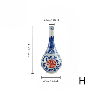 Gohobi Hand-painted Blue and White Porcelain Vase (Red Flowers)