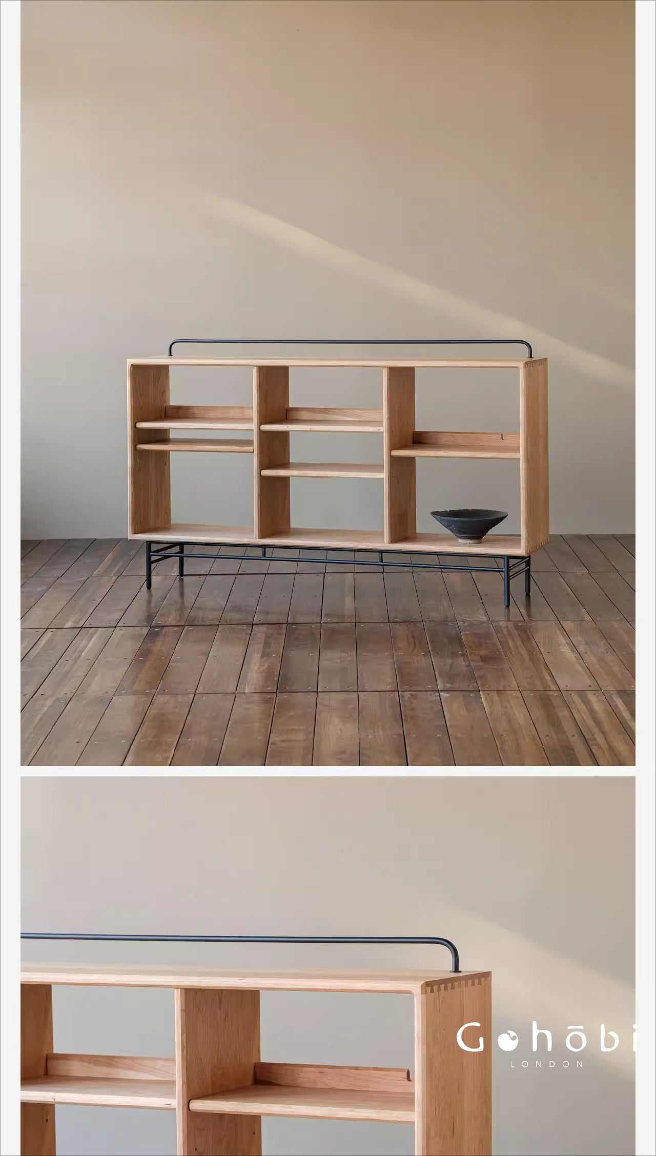 Gohobi Nordic Cherry Wood Solid Wood Bookcase – Handmade Storage Cabinet for Living Room or Study | FSC Certified Furniture