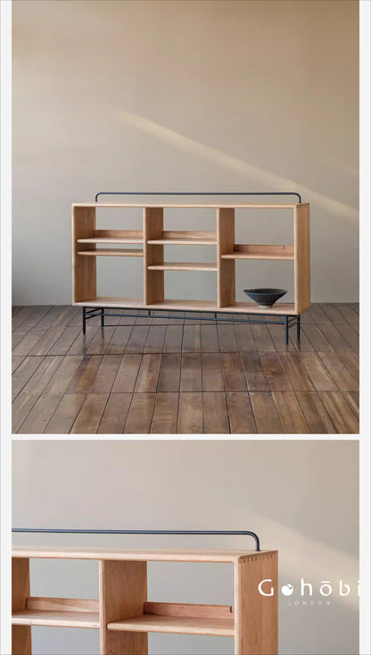 Gohobi Nordic Cherry Wood Solid Wood Bookcase – Handmade Storage Cabinet for Living Room or Study | FSC Certified Furniture