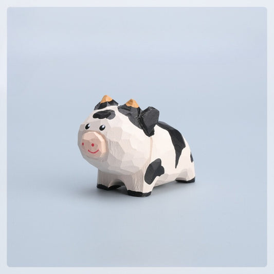Gohobi Hand-Carved Wooden Cow Figurine