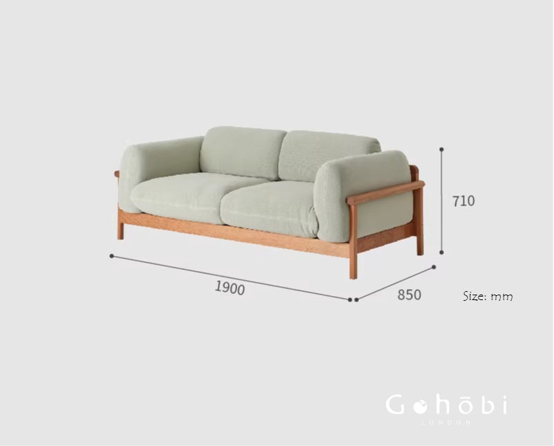 Gohobi Nordic Solid Wood Fabric Sofa – Handmade Double Sofa for Living Room or Small Apartment | FSC Certified Furniture