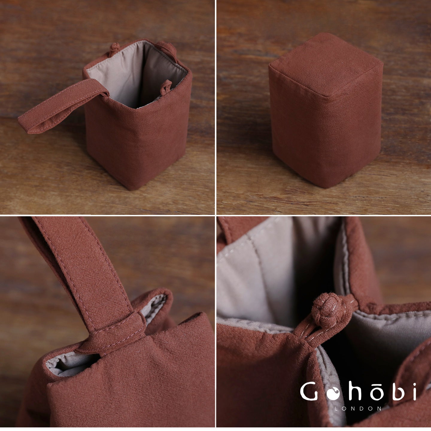 Gohobi Classic Travel Teaware Bag – Plain Cotton Tea Set Storage & Outdoor Carry Case