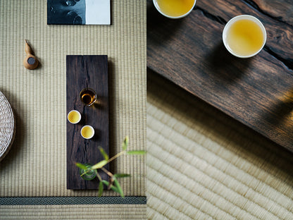 Plateau de service en bois de santal noir de style japonais Gohobi Wabi-Sabi 011