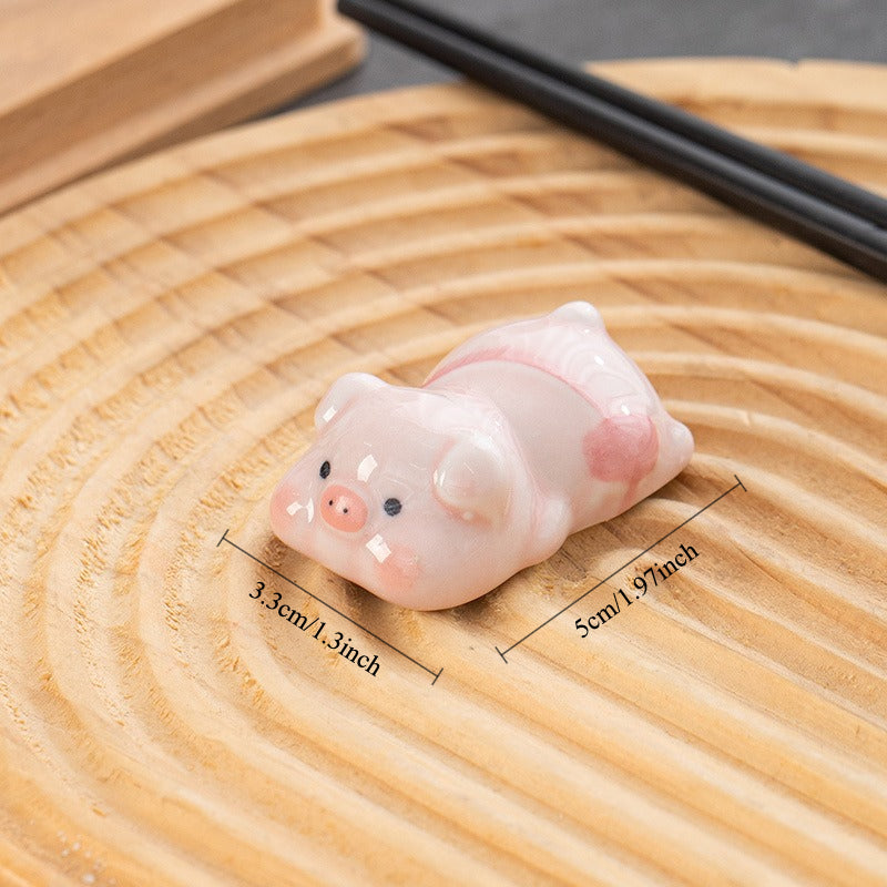 Gohobi Pink Pig Ceramic Chopstick Rest