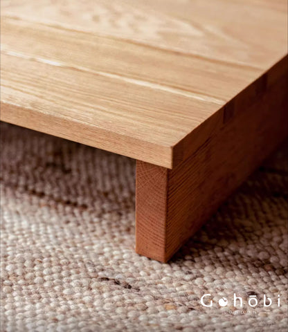 Gohobi Handmade Solid Wood Tatami Floor Platform – Japanese Style Red Oak & Black Walnut Bay Window Seating | FSC Certified Furniture