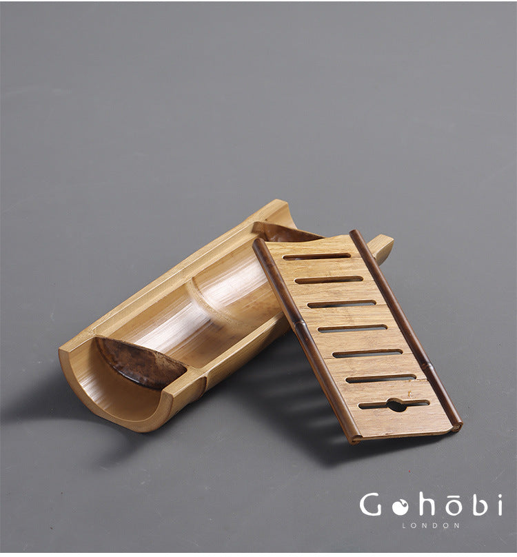 Gohobi Natural Old Bamboo Tea Tray – Water Storage Kung Fu Tea Tray Portable Wet Tea Table