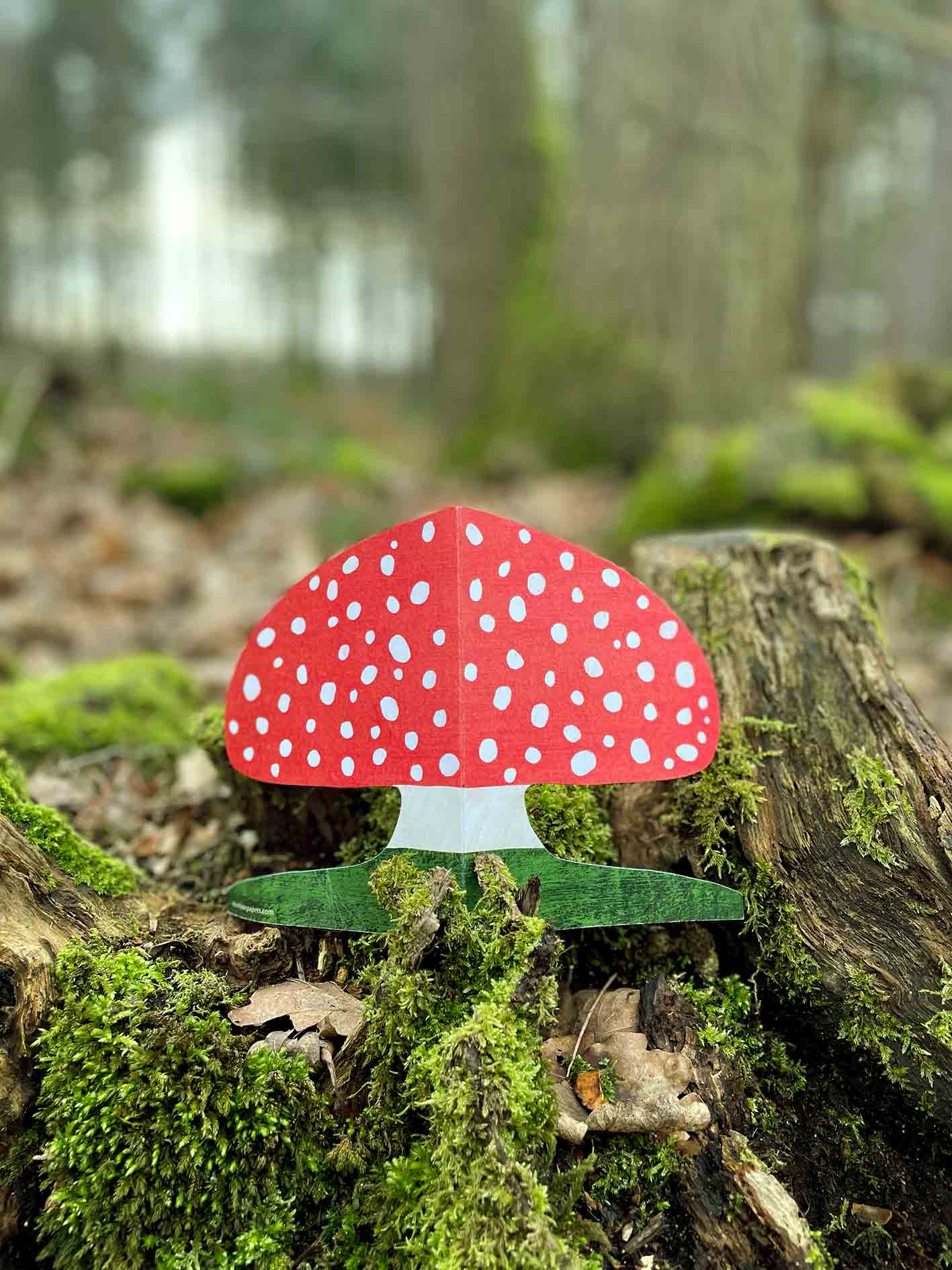 Mortlake Papers Red Mushroom Shaped Greeting Card [Made in the UK]