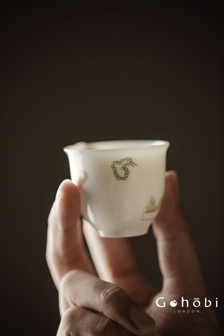 Gohobi Sweet White Porcelain Teacup – Handmade Thin Porcelain Gongfu Master Cup