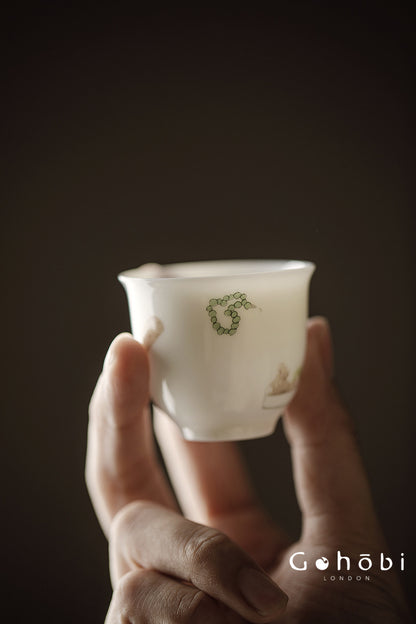 Gohobi Sweet White Porcelain Teacup – Handmade Thin Porcelain Gongfu Master Cup