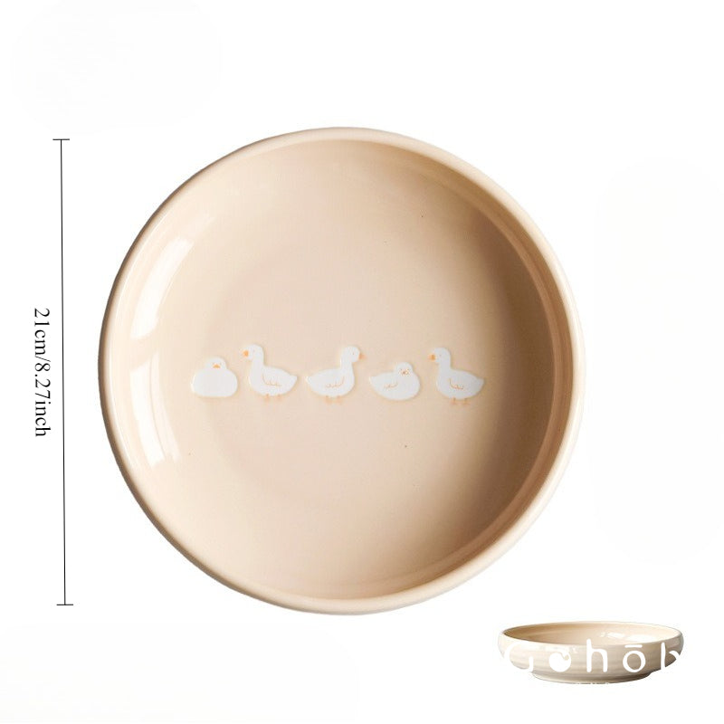 Gohobi White Duck Deep Plate – Cute Ceramic Curry and Dinner Plate [Made in Japan]
