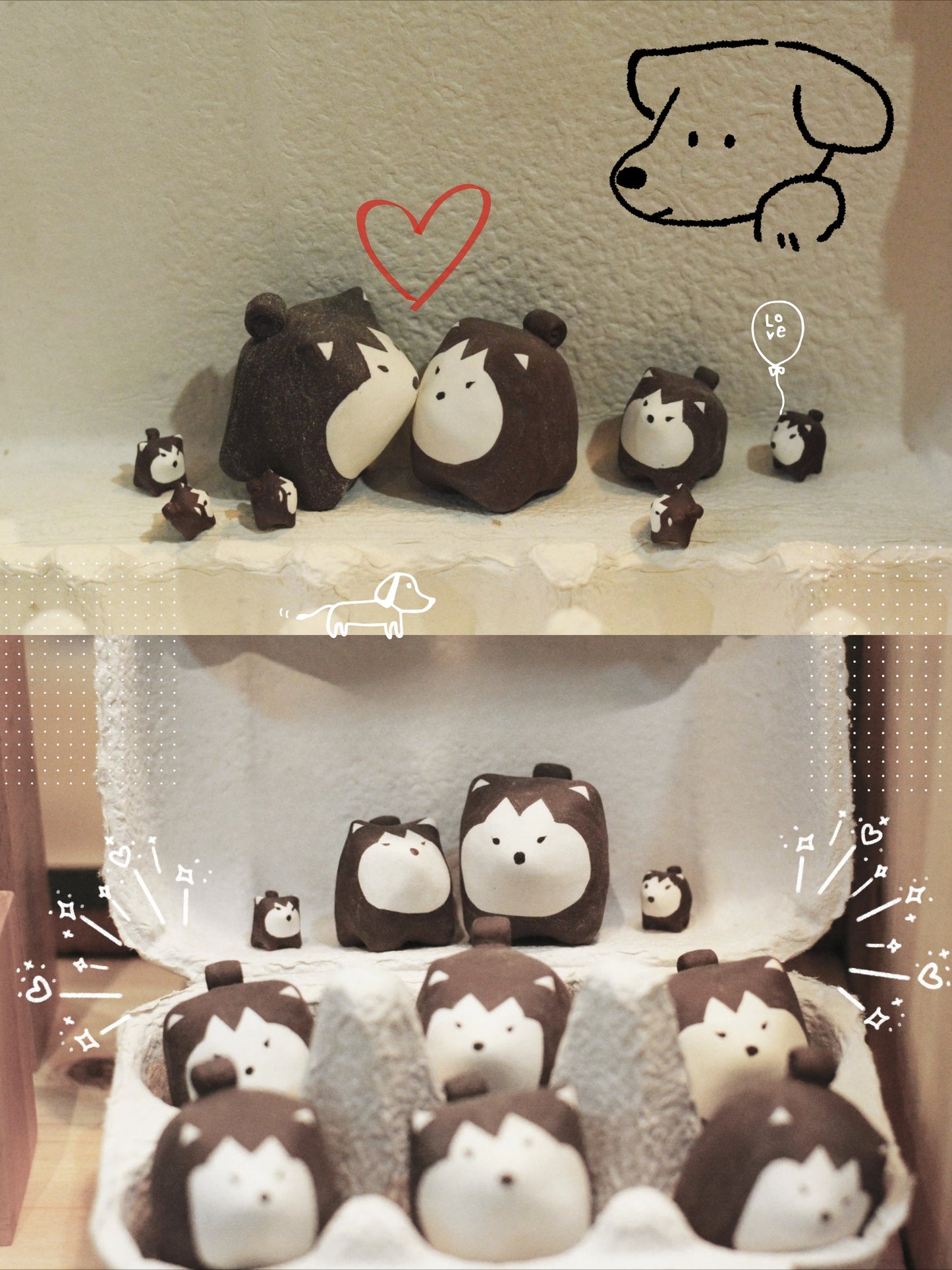 Gohobi x Little Diary Handmade Ceramic Husky Dog