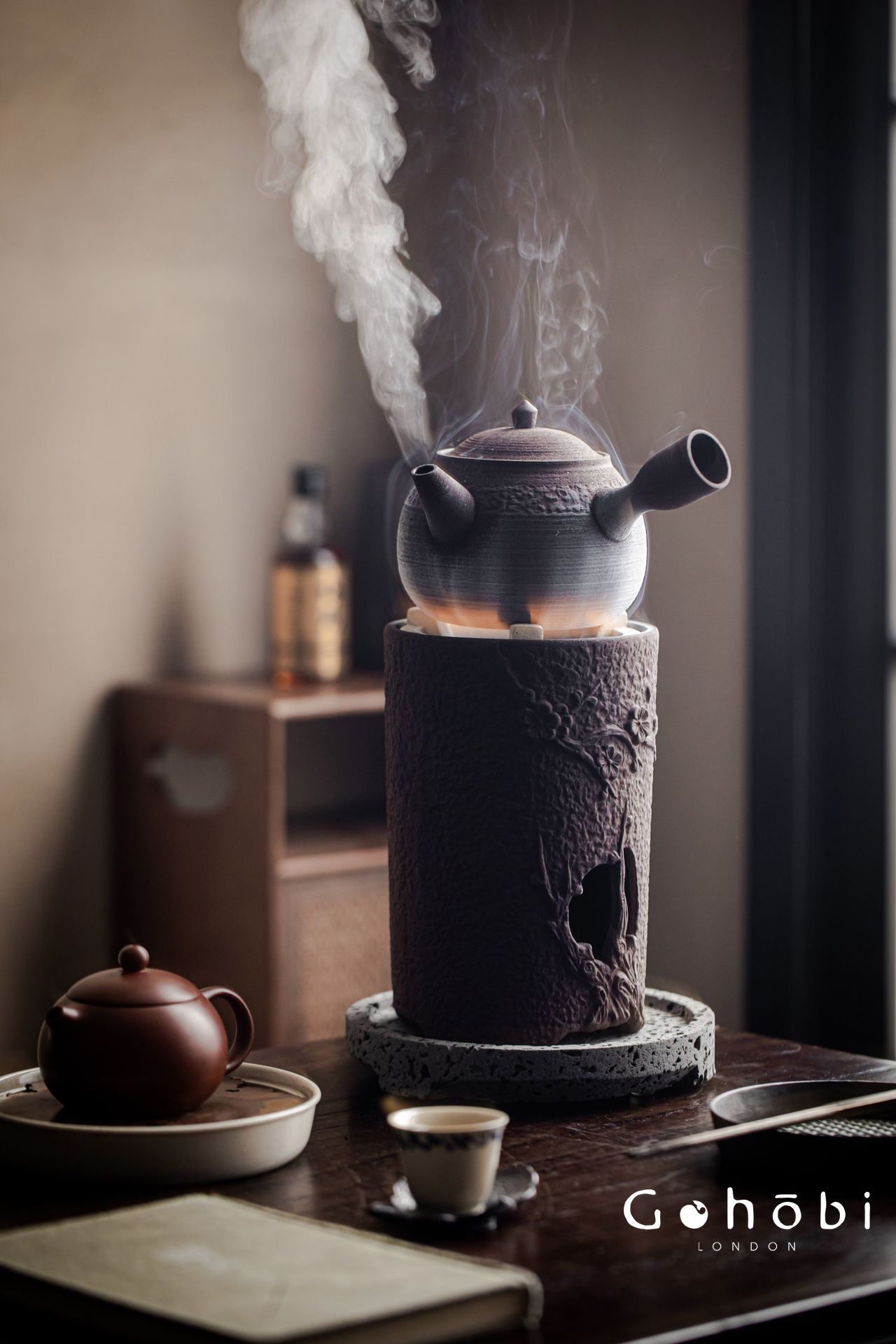Gohobi Coarse Pottery Wind Stove Tea Set – Japanese Retro Charcoal-Style Kettle