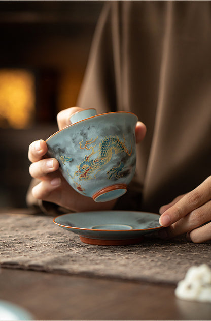 Gohobi Ru Kiln Celadon Dragon Gaiwan