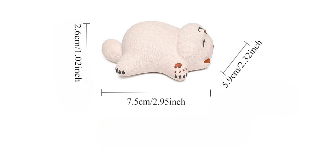 Gohobi Yixing Purple Clay Sleeping Cat Tea Pet – Handmade Lucky Cat Ornament