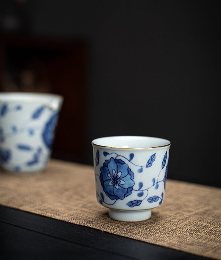 Gohobi Blue and White Twining Lotus Fu Gui Cup