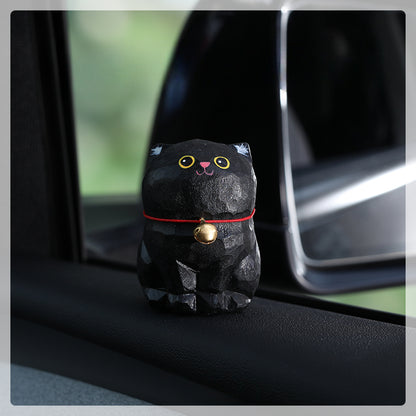 Gohobi Handcrafted Large Wooden Black Cat Ornament