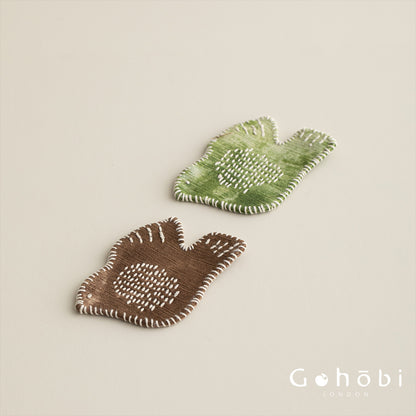 Gohobi Handmade Embroidered Bird Coaster – Fabric Teacup Heat Insulation Mat