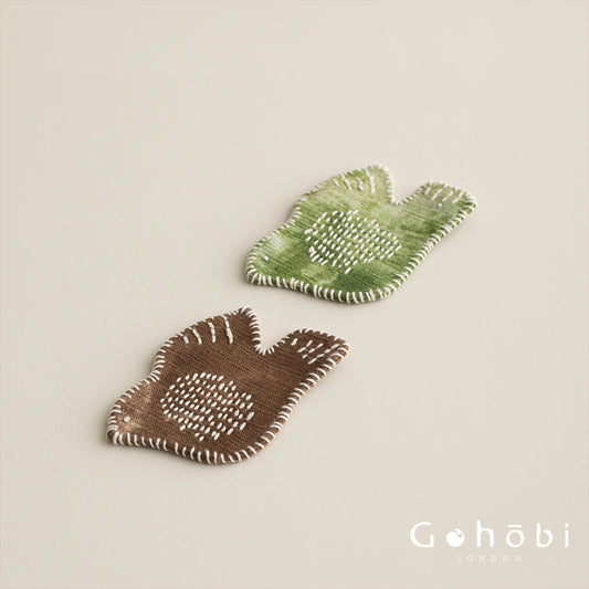 Gohobi Handmade Embroidered Bird Coaster – Fabric Teacup Heat Insulation Mat