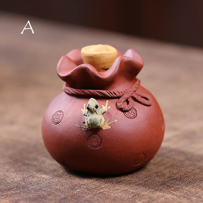 Gohobi Yixing Purple Clay Money Bag Frog Tea Pet – Handmade Lucky Ornament