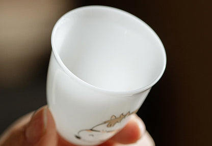 Gohobi White Jade Clay Chinese Zodiac Gongfu Tea Cup – Personal Ceramic Master Cup for Home Use and Gift
