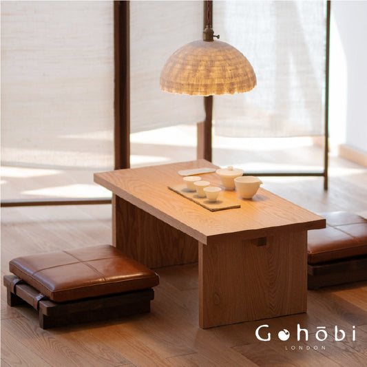 Gohobi Black Walnut Solid Wood Stool or Leather Cushion – Handmade Square Seat for Dining Room, Living Room or Tea Room | FSC Certified