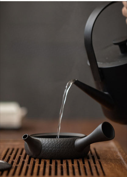 Gohobi Japanese Tokoraki Jade Glaze Side Handle Teapot – Retro Handmade Kyusu Tea Pot Coarse Pottery |Made in Japan
