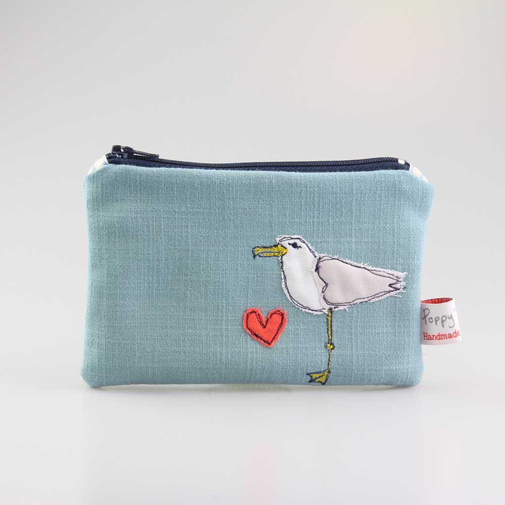 Gohobi x Poppy Treffry Seagull Embroidered Purse [Made in the UK]