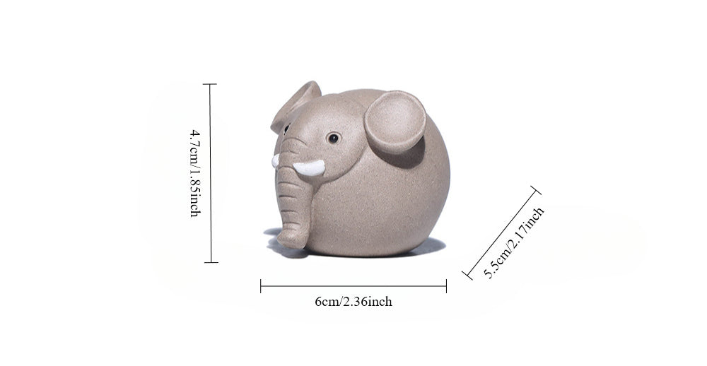 Gohobi Handmade Ceramic YiXing Clay Round Elephant Ornament Tea pet