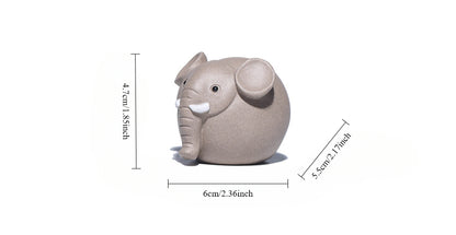 Gohobi Handmade Ceramic YiXing Clay Round Elephant Ornament Tea pet