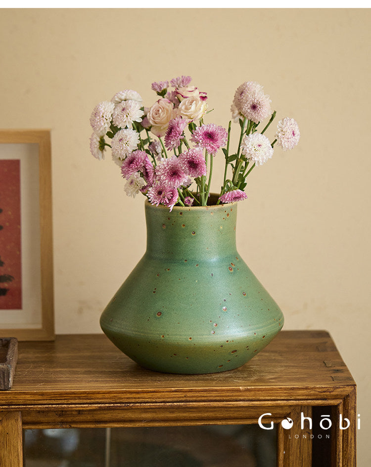 Gohobi Jingdezhen Retro Ceramic Hydroponic Vase – Antique Style Decorative Flower Vase for Home