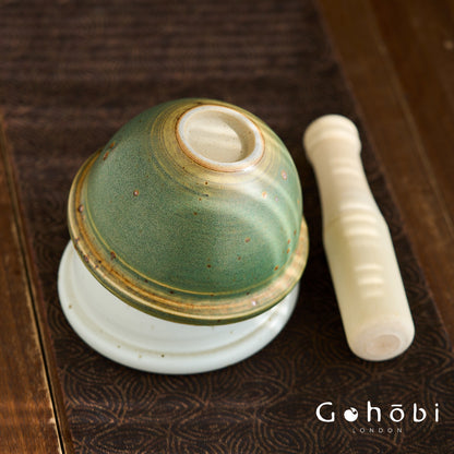 Gohobi Ceramic Garlic Masher Mortar Bowl – Handmade Garlic Crusher and Chili Grinding Bowl