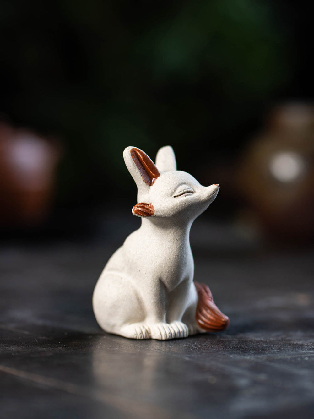 Gohobi Handmade Ceramic YiXing Clay Fox Ornament Tea pet