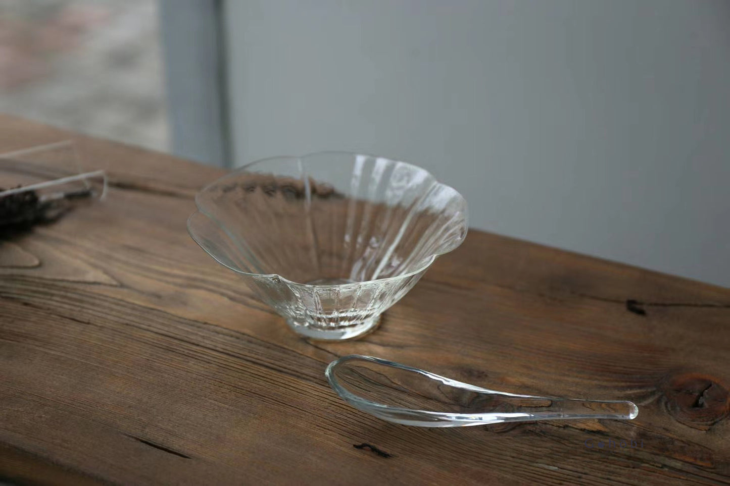 Gohobi Handmade Flower Glass Bowl with Spoon