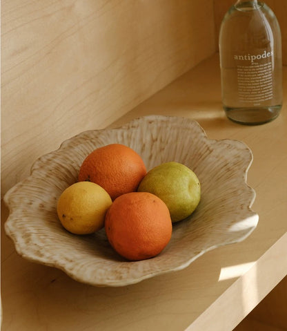 Gohobi French Petal-Shaped Coarse Ceramic Deep Plate