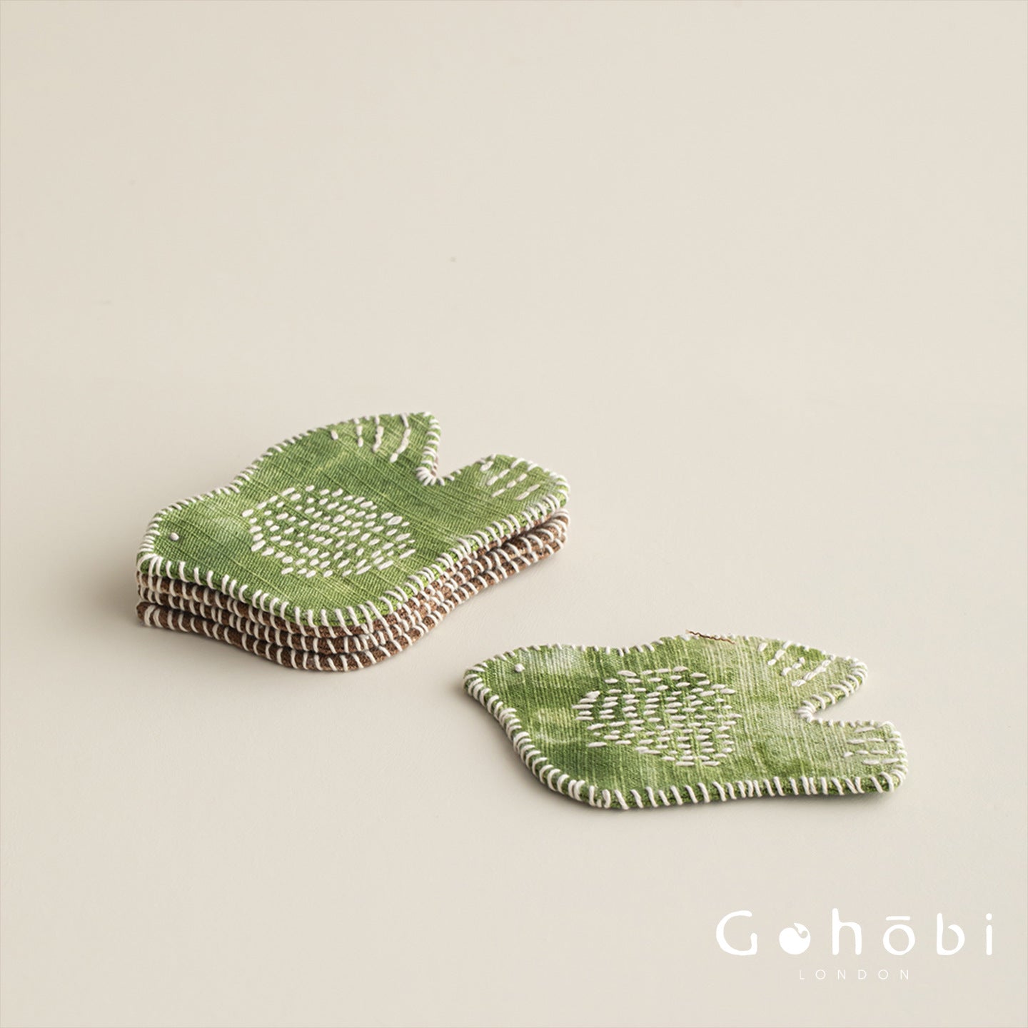 Gohobi Handmade Embroidered Bird Coaster – Fabric Teacup Heat Insulation Mat